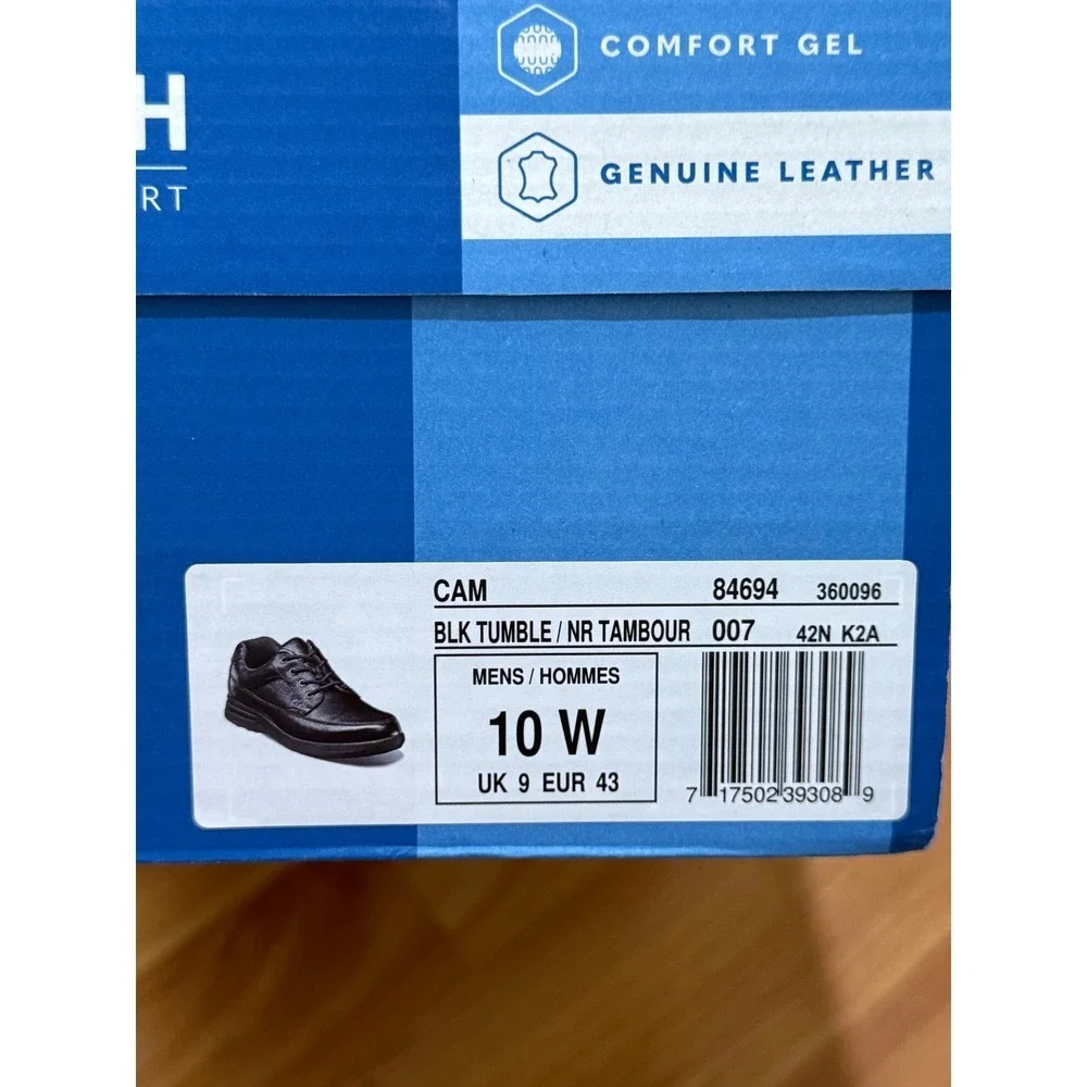 Nunn Bush Mens 10 Wide Black Leather Comfort Gel Oxford Shoes